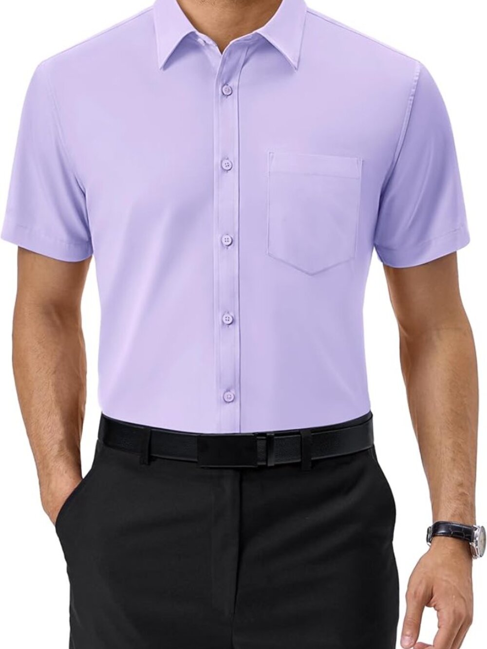 NWT Alimens & Gentle Luxury Style Short Sleeve Dress Shirt Lavender Purple XXL